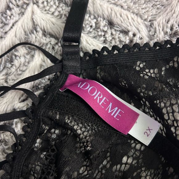 Adore me size 2X clarisse unlined black lace sexy lingerie bodysuit lace up - Picture 3 of 7